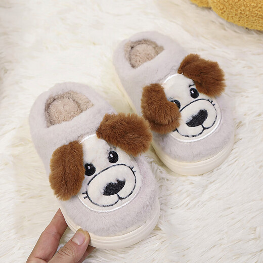 LA CHAPELLE HOMME Men and Women Children's Indoor and Outdoor Home Warm Soft Soled Cute Plush Cotton Slippers 24 Light Pink 38-39