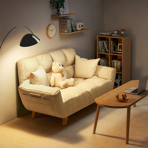 Kailindi double sofa small apartment bedroom sofa bed two-person folding small sofa apartment bed and breakfast fabric sofa rental room cotton and linen dark gray (foldable) two people 100cm