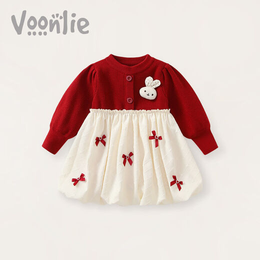 Fanhunting girls dress spring 2026 new style children's princess dress one-year-old baby dress catching Zhou Chunqiu red 100