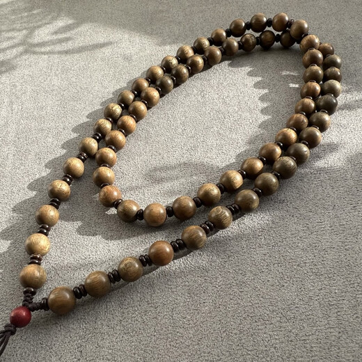 Langmai customized natural American fragrant green sandalwood pendant long bead chain lanyard is comparable to agarwood men's and women's neck chain pendant rope A style fragrant green sandalwood 8mm 66cm medium long style