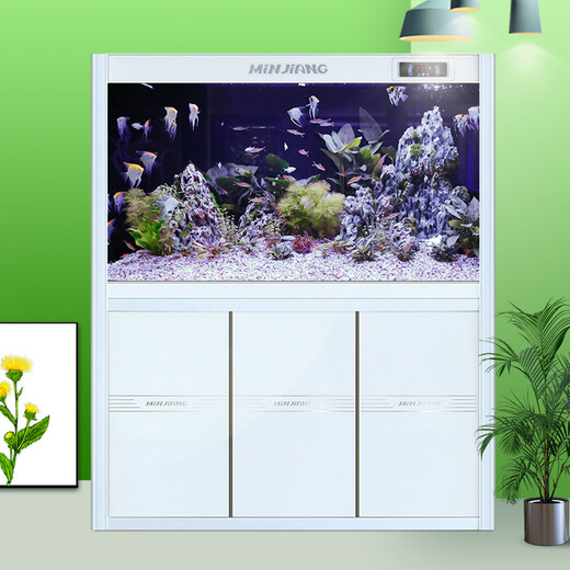 Fujian Jiang (minjiang) fish tank, aquarium, screen, living room, ecological landscaping, no need to change water, goldfish tank, ornamental arowana tank, turtle tank, aquatic plant tank, elegant white (fish farming gift pack + upgraded filtration) length 60*width 30*height 135 (fish tank+cabinet)