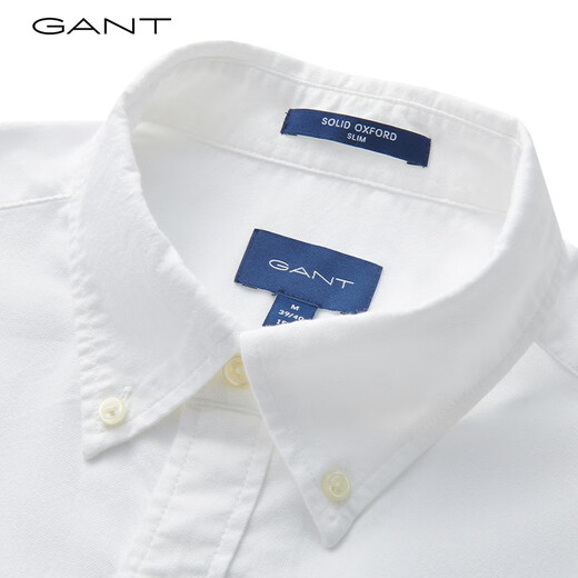 Gant / Gantt Spring Cotton Shirt Top Simple et polyvalent blanc Broide Logo Bouton Collier à manches longues Men 110 White L