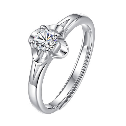 MZMZ platinum ring four-leaf clover diamond ring PT950 living ring female birthday gift for girlfriend and wife seeking engagement light luxury model-four-leaf clover ring