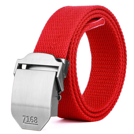 MANQIMEIYA 2025 zodiac year red belt men's bright red belt pin buckle overalls casual wedding canvas elastic belt 3.5cm wide upgraded red (good luck) 125cm