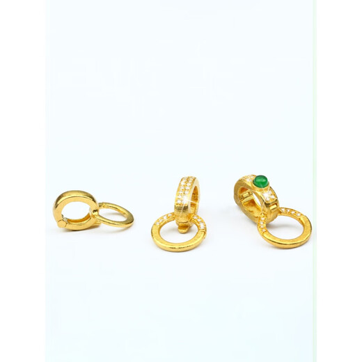 DR-FLVVS 18k gold universal buckle plated double ring multifunctional versatile DIY jewelry emerald pearl necklace pendant with buckle diamond-encrusted gold model