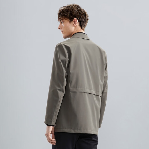 Qipai Men's Windbreaker Jacket Spring and Summer Business Casual Young and Middle-aged Seamless Lapel Windproof 1JK70090 Khaki S (165)