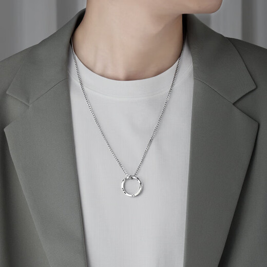 Bai Qixin Necklace Men's Möbius Ring Trendy Brand Versatile New Women's Silver Horsewhip Chain Titanium Steel Pendant Men's Gift Möbius Ring Necklace