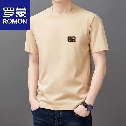Romon Summer Новая футболка с короткими рукавами Мужская круглая шея.