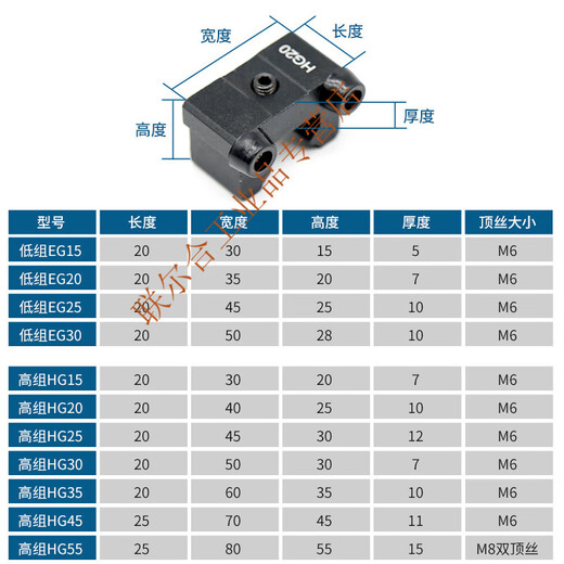 Linear linear guide slider limit block HG/EG stroke fixed block limiter buffer side lock anti-collision block HG45 (standard) others