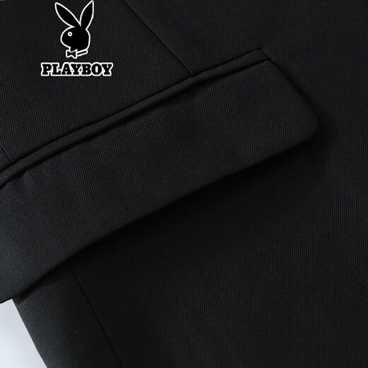Playboy suit, men's casual suit, black jacket, formal groomsman suit, groom's wedding three-piece suit, 801 two-button black suit, suit + trousers 175A