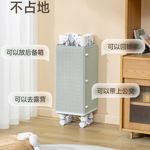Coolbaby folding crib can be spliced into a large bed with one-click opening and closing, multifunctional crib pine gray standard model