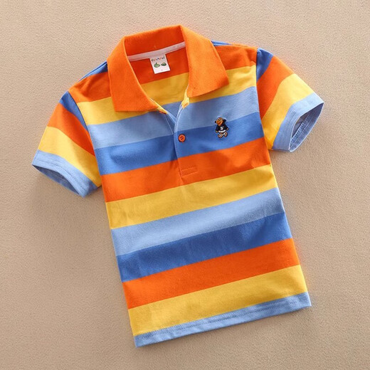 Kinderbekleidung Jungen Kurzarm-T-Shirt Kinder-Sommerkleidung 2024 neue mittlere und große Kinder halbärmeliges Revers gestreiftes POLO-Shirt-Oberteil 9214 Kurzarm 110