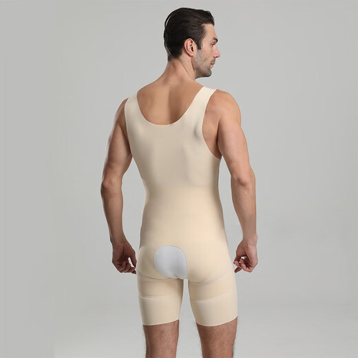 Modal Men's Body Shaping Bodysuit Pressurized Tummy Opening Crotch Body Elastic Tights Hip Lifting Tummy Control Corset Black M