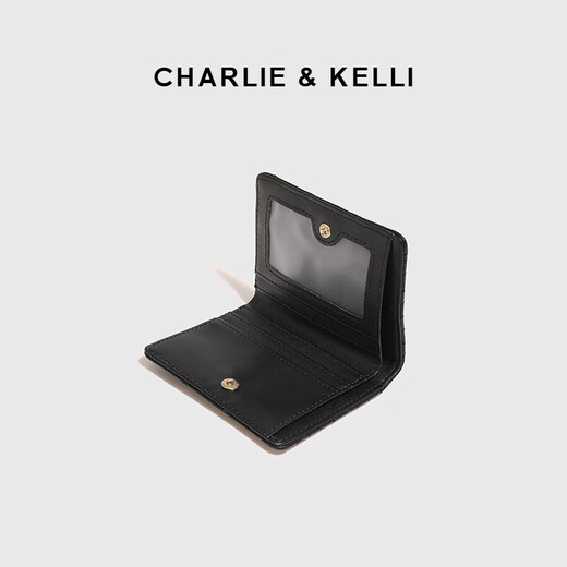CHARLIE&KELLI brand CK light luxury bag women's bag rhombus simple card bag thin clutch bag short coin purse black