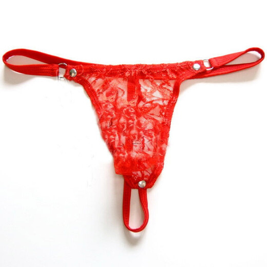 Transparent mesh men's thong revealing buttocks PP trendy creative men's underwear sexy temptation S red