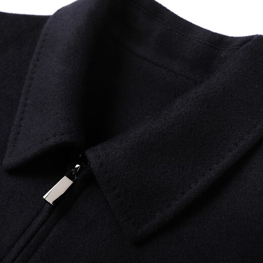 Hengyuanxiang 100% pure cashmere double-sided woolen woolen coat men's tops autumn and winter new middle-aged men's warm coat jacket for men Navy 2XL 185/54/120