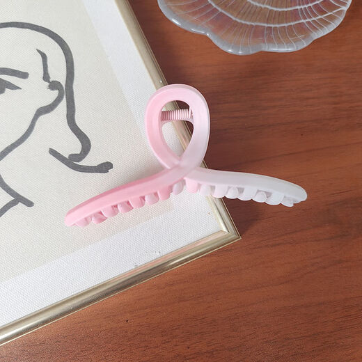 Rong Xia Gradient Color Twist Frosted Clip Sweet Girl Large Shark Clip Hair Clip Korean Simple Ins Hair Accessory F167 Yellow 11cm
