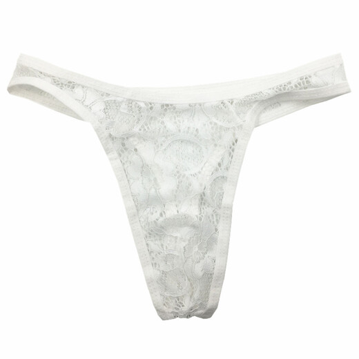 Private Shang Men's Sexy Underwear White Lace Pattern Transparent Briefs Temptation T-Pants Men's T-Pants One Size 170Jin Jin is equal to 0.5kg within