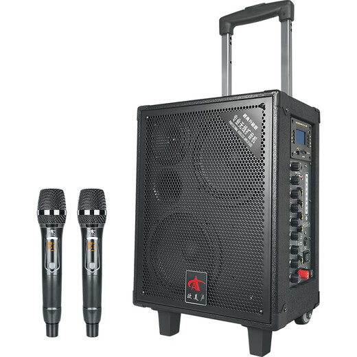 European and American sound outdoor audio karaoke dedicated three-way high-power professional singing live broadcast square dance performance high-quality large volume mobile drawbar Bluetooth portable speaker equipment 6.8-inch 618 drawbar 300W 2* wireless U-segment metal microphone + gift package