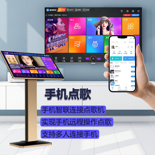 Performer's karaoke machine home all-in-one machine 2025 new touch screen karaoke station smart KTV million song library WiFi network home theater karaoke equipment HD jukebox 24-inch new smart karaoke machine 60 million cloud music library aluminum alloy desktop model 1T hard drive can store 20,000 songs