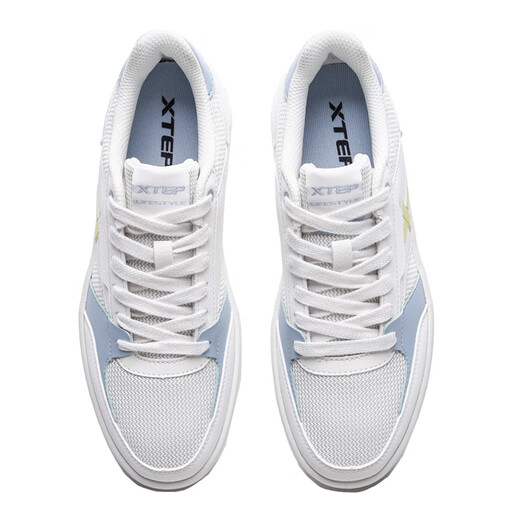 特步小白鞋女鞋皮面防水秋季潮流潮流韩版运动休闲鞋软弹轻便板鞋女鞋 米兰7027 35码【官方网速发】