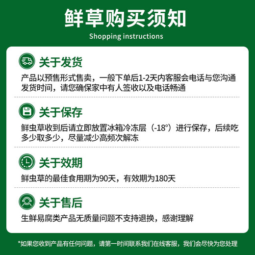 Yuanjiangcao Fresh Cordyceps Sinensis 2025 First Crop Fresh Cordyceps 0.6~0.7g/root 50 roots Directly shipped from the source and shipped coldly