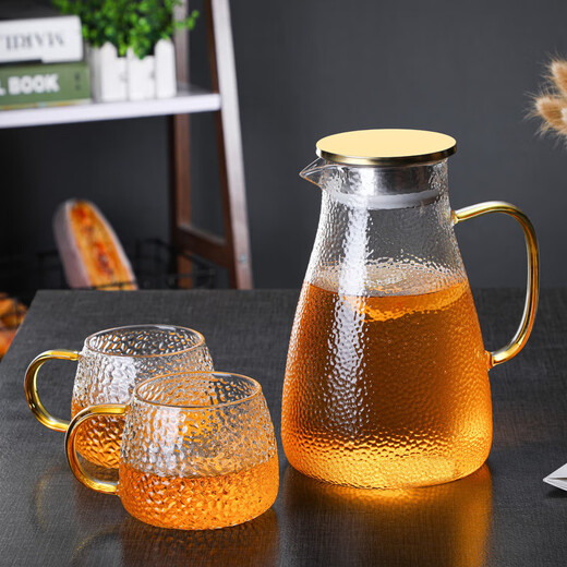 MULTIPOTENT heat-resistant high borosilicate glass cold water bottle set 1.8L juice bottle household water cup milk cup one pot four cups