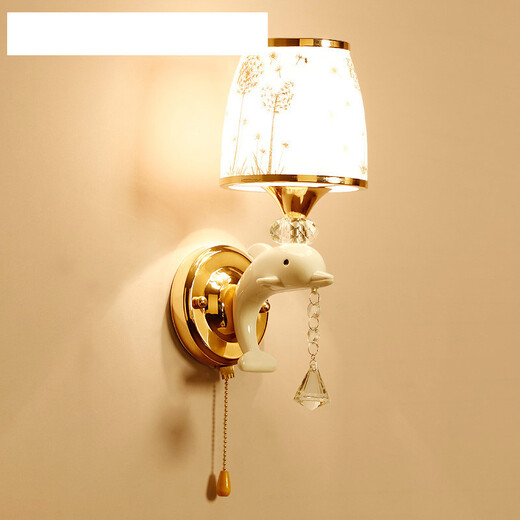 Wall lamp with built-in switch LED bedroom bedside lamp with pull switch modern simple balcony staircase living room aisle double-head wall lamp silver BD02-1 with pull switch