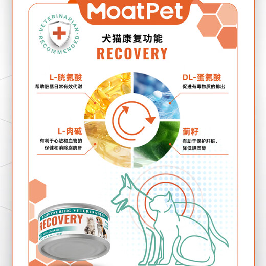 MOATPET European imported pet cat prescription canned urinary tract liver kidney pancreas low-fat AD rehabilitation nutrition quick supplement dog and cat universal rehabilitation function 150g/1 can