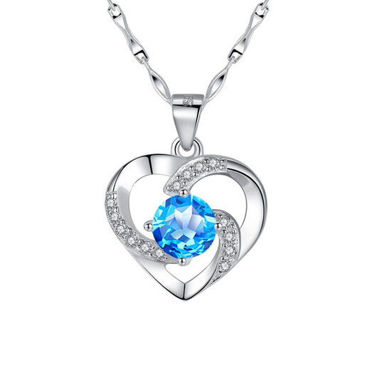 MZMZ Brand Eternal Heart Platinum Necklace Women's PT950 Moissanite Platinum Birthday Anniversary Gift for Girlfriend Ten Warehouses Nationwide/Next Day Delivery Light Luxury Style-Inlaid with Ocean Heart Topaz