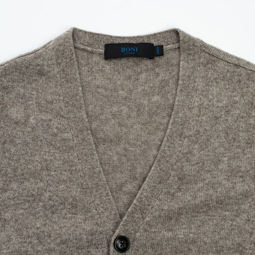 BONI/Boni wool cardigan men's autumn new product men's versatile vest sweater jacket warm comfortable casual sleeveless sweater JM634A41B shallow coffee 170