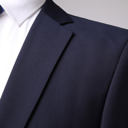 ROMON suit men's three-piece suit business slim professional formal groomsmen suit groom suit navy blue XL