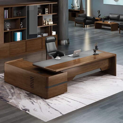 Solid wood leather boss desk president desk simple modern atmosphere boss painted executive desk office boss desk 1.6 meter table without edge cabinet
