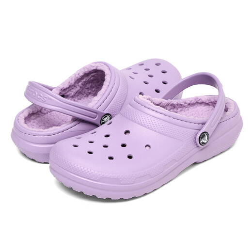 Crocs (CROCS) Girls' Crocs, Warm and Comfortable Children's Winter Cotton Slippers, Casual Sandals and Slippers 207010_5PR Orchid Purple 37-38 Inner Length About 234mm