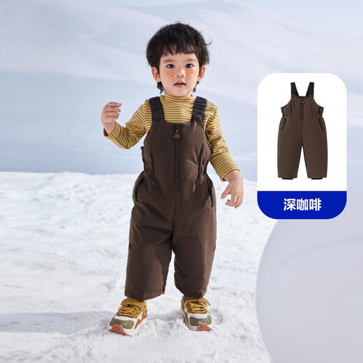 Warm winter outdoor three-proof suspender style down pants for boys and girls 2024 winter baby warm overalls light purple - pre-sale 8 days 90 cm