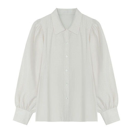 THE SEA LIFE欧海一生泡泡袖衬衫秋冬莫代尔上衣B12176 白桦色 M