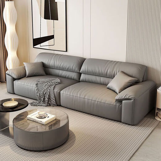 Italian minimalist cowhide sofa genuine leather home modern simple sofa large and small apartment leather art sofa living room straight row selected anti-fouling cat scratch leather 1.25m single seat multi-color optional