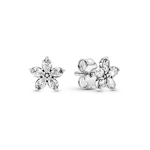 PANDORA sparkling snowflake earrings 925 silver star inlaid design high fashion birthday gift for girlfriend