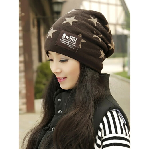 智兜兜年轻妈妈女帽冬款帽子女秋冬百搭韩版潮保暖加绒包头帽时尚女士妈 2只装(6049咖+6052黑色) 内衬加绒