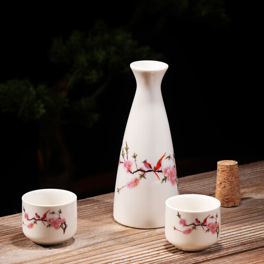 Jingling medium-heat two-liang small wine pot, old-fashioned imitation retro-style wine divider, ceramic household white wine set, traditional warm iron set, round mouth pot/pure white/2-liang/wine delivery competition