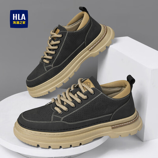 Heilan House HLA Zapatos de Hombre Zapatos de Trabajo versátiles Zapatos Informales de Trabajo de Moda para Hombre H061 Negro (Transpirable) 42