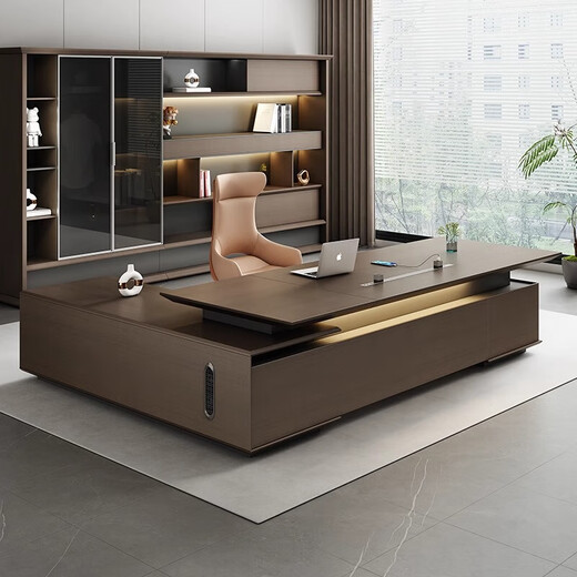 Yuehui high-end boss desk office desk light luxury chairman general manager office executive desk chair combination 2.2 meters boss table (single cabinet)