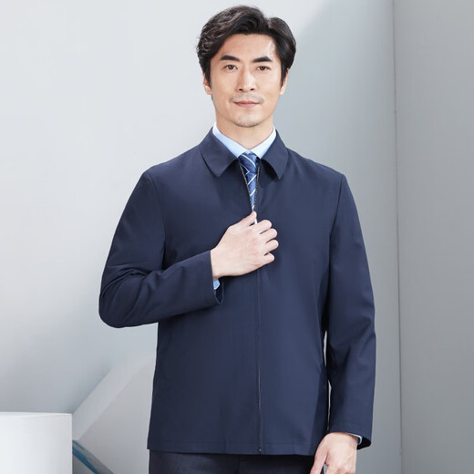 Hongdu summer clothing middle-aged men's jacket for work formal wear without lining business professional wool jacket men's hidden blue JT6093-1 S (165/84A)