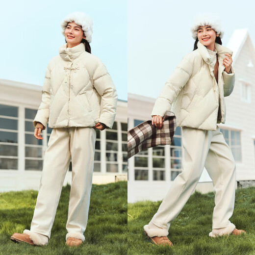 Semir Chen Duling Down Jacket Women's National Style Sweet Plate Button 2024 Winter Short Stand Collar Thick Jacket 109724113015