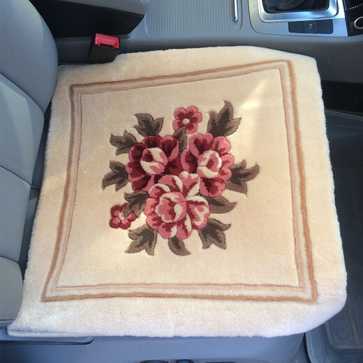 Junxuan Warmth New Zealand Wool Handmade Car Carpet Cushion Pure Cashmere Four Seasons Backless Single Piece Seat Cushion Encrypted Natural Color Three Peony Single Piece