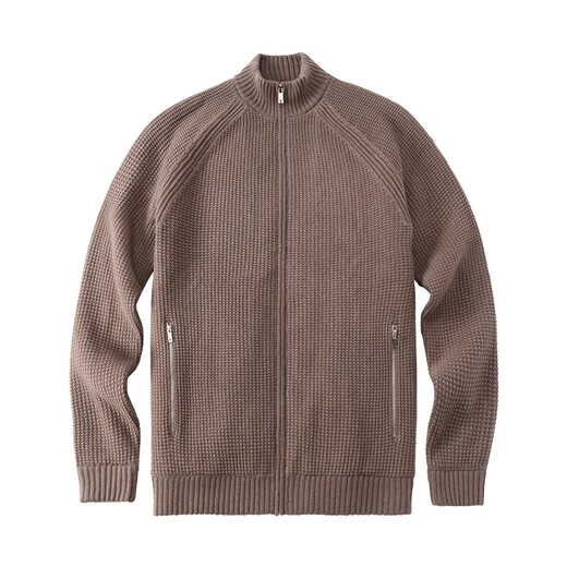 Mr. Bu Zipper Design Hitzeschloss warme Wolle Strickjacke Frühling und Herbst Leicht Luxus Windschutzkragen Pullover Männer BT12155 Klavierschwarz S (165)