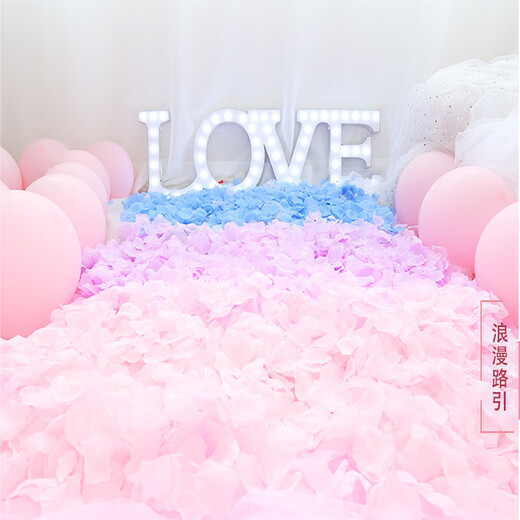 Liuying (liuying) simulated rose petals, wedding confession decoration, hand-spreading flowers, Valentine's Day proposal, romantic wedding room decoration supplies, rose red pack (about 100 pieces)