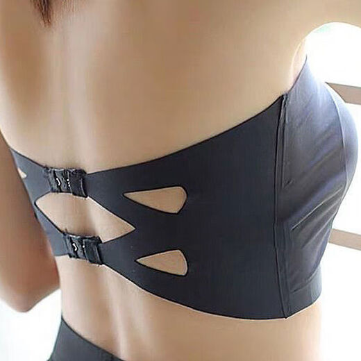 Libby Jimei Back Ice Silk Strapless Underwear Women's Chest-Wrapped Breast Breathable Anti-Exposed Breasts Sports Shockproof Anti-Exposed Breasted Girls Seamless White One-shoulder Free Transparent Shoulder Strap One-size-fits-all recommended 80-130 Jin Jin equals 0.5 kg