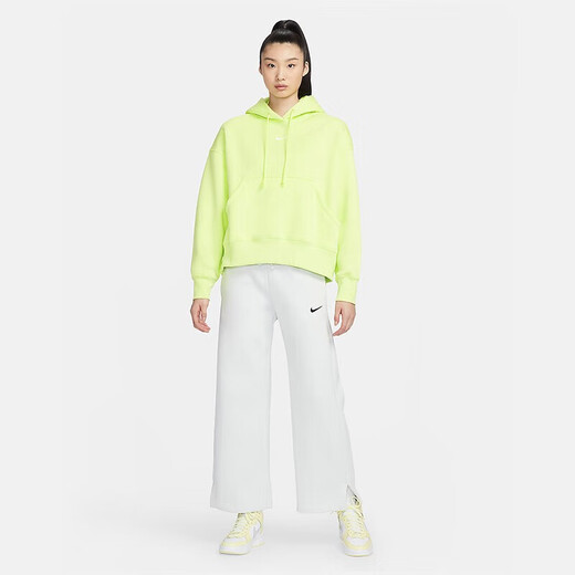 Nike sweatshirt jacket women's 2024 autumn and winter new style plus velvet warm loose sports knitted casual hooded pullover DQ5859-736 fluorescent yellow inner fleece M