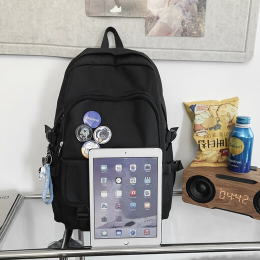 Double Star Schoolbag Men's Backpack Backpack Women's Korean Version Junior High School High School College Student Large Capacity Water-Repellent Laptop Blue Large Pendant + Badge